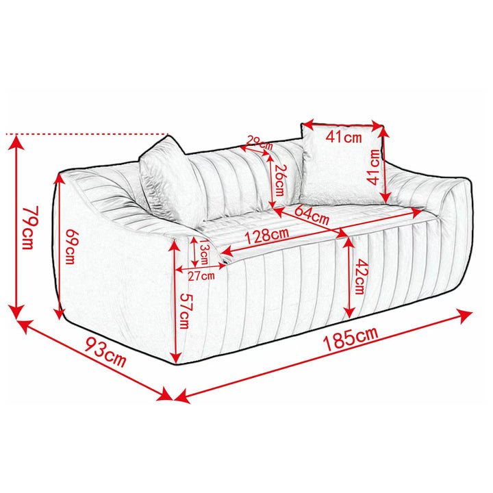 2-Seater Sofa in Brown Tech Cloth with 2 Cushions 185cm WICKERSIDEBOARD
