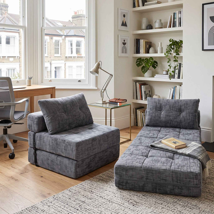 Foldable convertible floor sofa bed 2-in-1, grey RACKPLASTIC