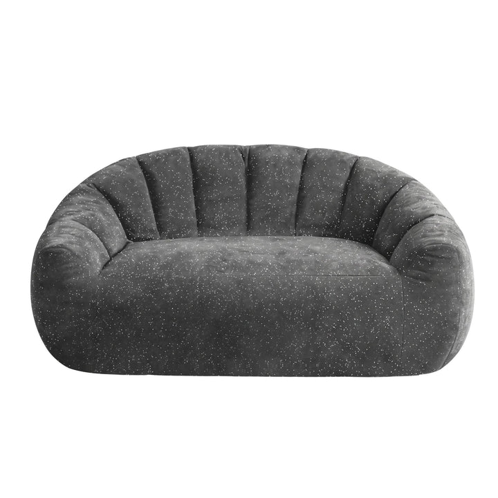 2-seater bean bag sofa plush fleece, grey lounge chair RACKGLASS