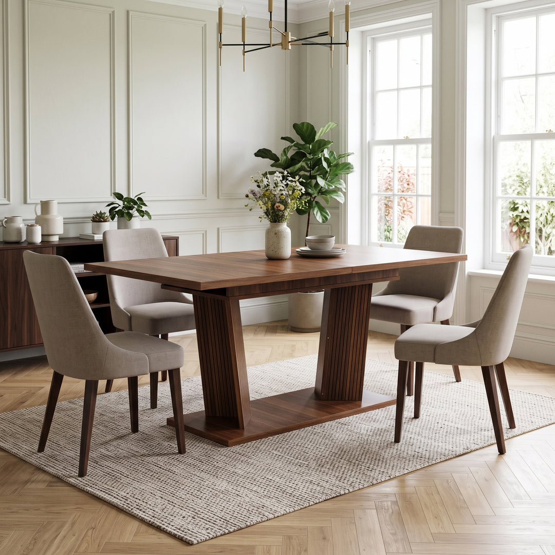Vintage Dark Brown Extendable Dining Table 120–160cm WOODROOM