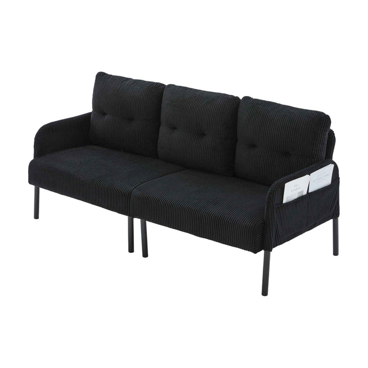 00+Oversized Loveseat Sofa, Corduroy Upholstered Double-Seater, Black for Living Room NOVADYNE