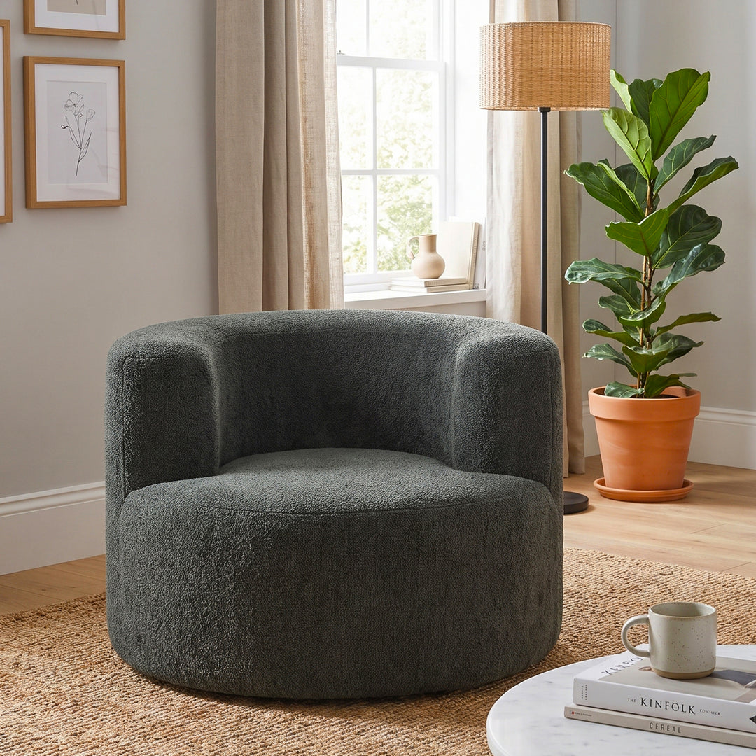 Single Green Velvet Accent Chair with Curved Back, Compact Lounge Chair ARROWSHELF