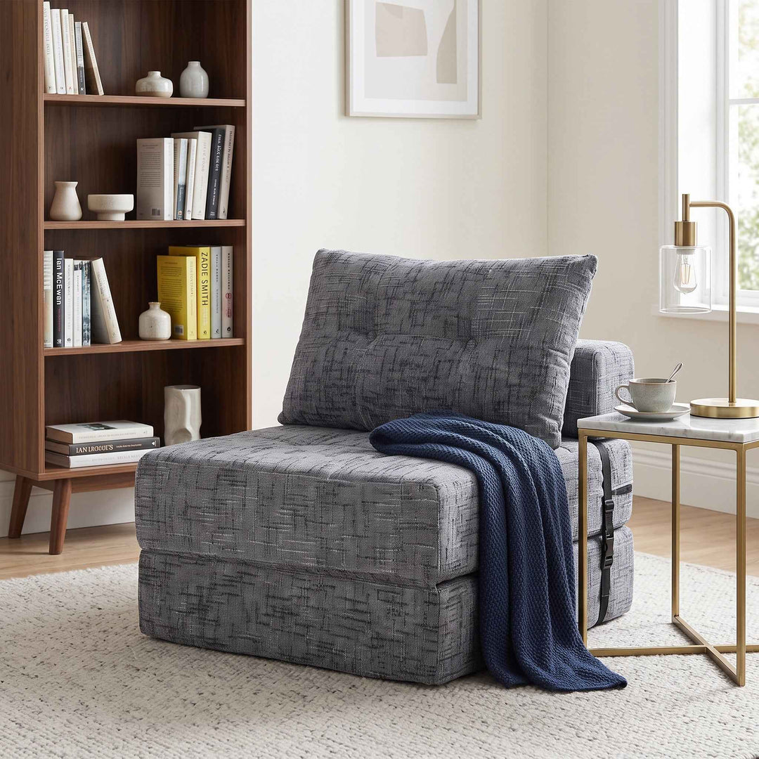 Foldable convertible floor sofa bed 2-in-1, grey RACKPLASTIC