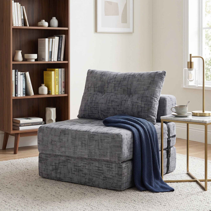 Foldable convertible floor sofa bed 2-in-1, grey RACKPLASTIC