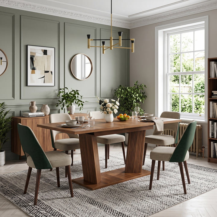 Vintage Dark Brown Extendable Dining Table 120–160cm WOODROOM