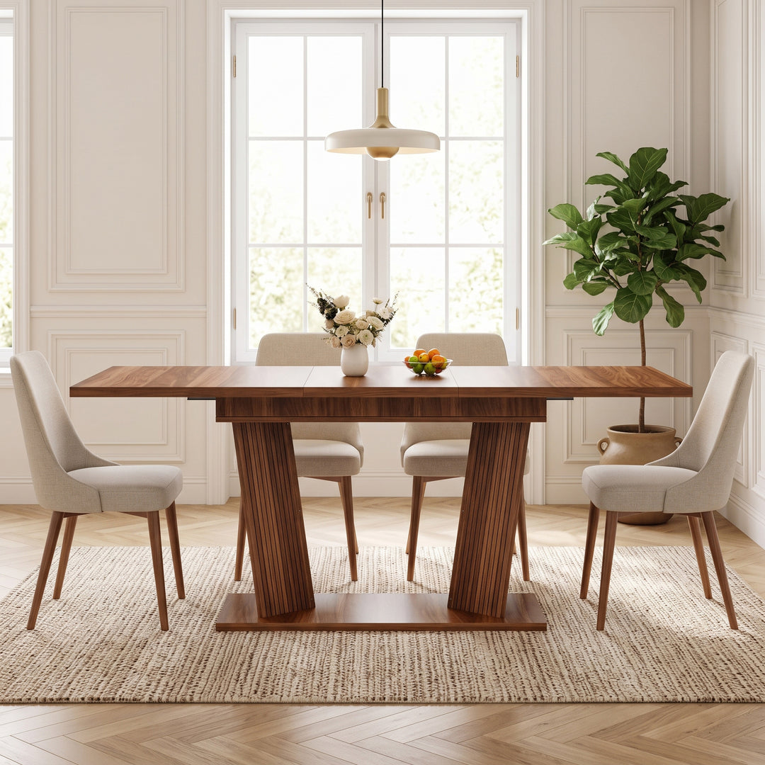 Vintage Dark Brown Extendable Dining Table 120–160cm WOODROOM