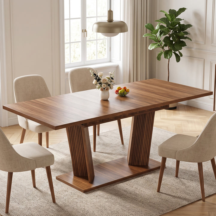 Vintage Dark Brown Extendable Dining Table 120–160cm WOODROOM