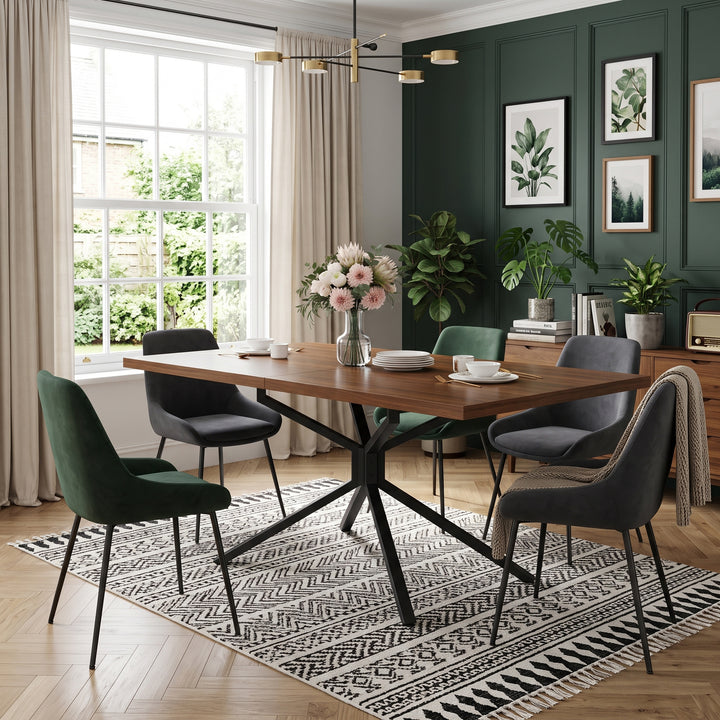 Brown Extendable Dining Table with Metal Star Base 4–6 Seats 120–160x90cm ARROWCHAIR