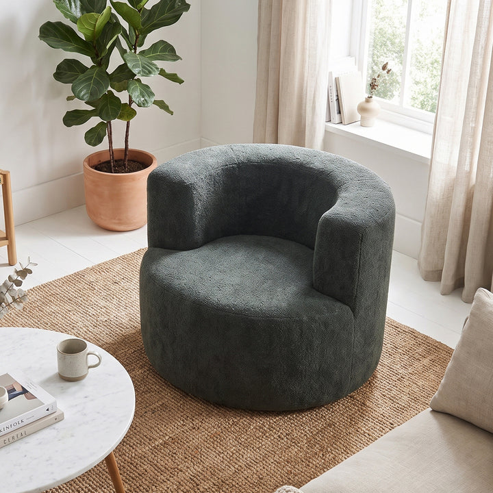 Single Green Velvet Accent Chair with Curved Back, Compact Lounge Chair ARROWSHELF