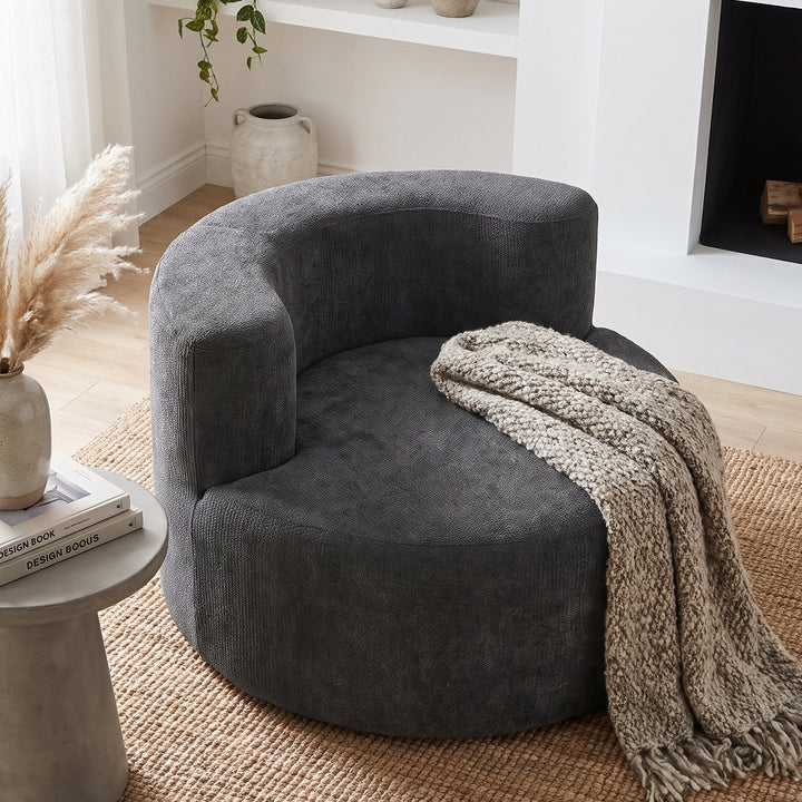 Single Grey Velvet Accent Chair with Curved Back, Compact Lounge Chair ARROWSOFA