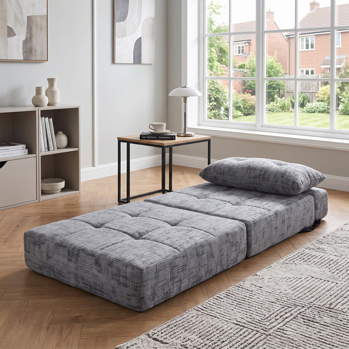 Foldable convertible floor sofa bed 2-in-1, grey RACKPLASTIC