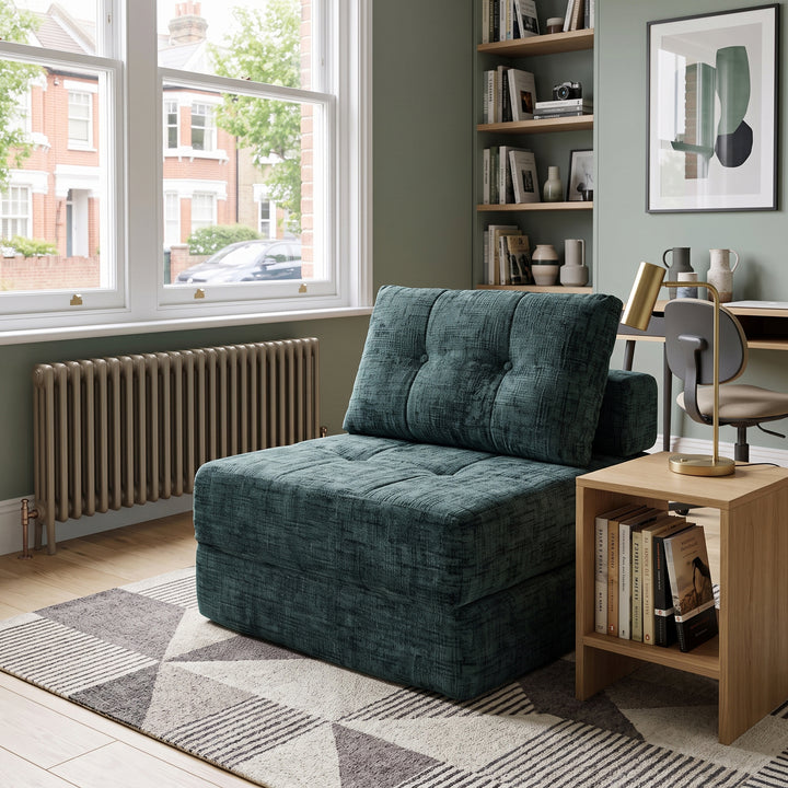 Foldable convertible floor sofa bed 2-in-1, emerald green RACKPLACE