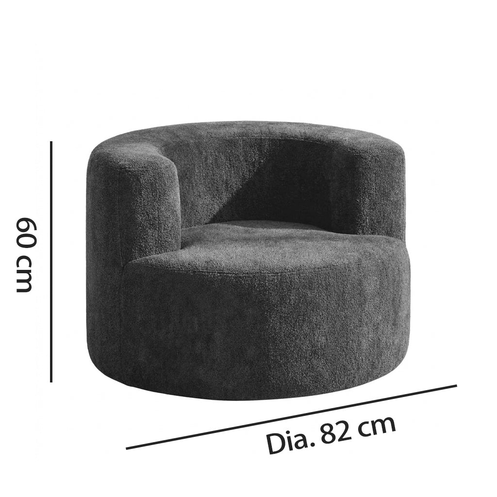 Single Grey Velvet Accent Chair with Curved Back, Compact Lounge Chair ARROWSOFA