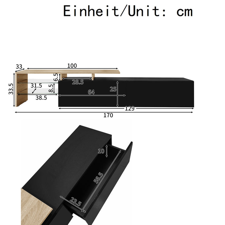 Modern black high gloss TV cabinet with glass shelves and LED lighting KETTLEHOLE