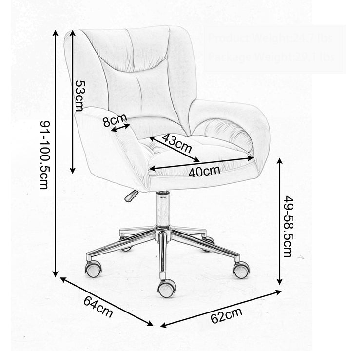 White ivory 360° swivel velvet high back office chair SHAHMIS IVORY UK