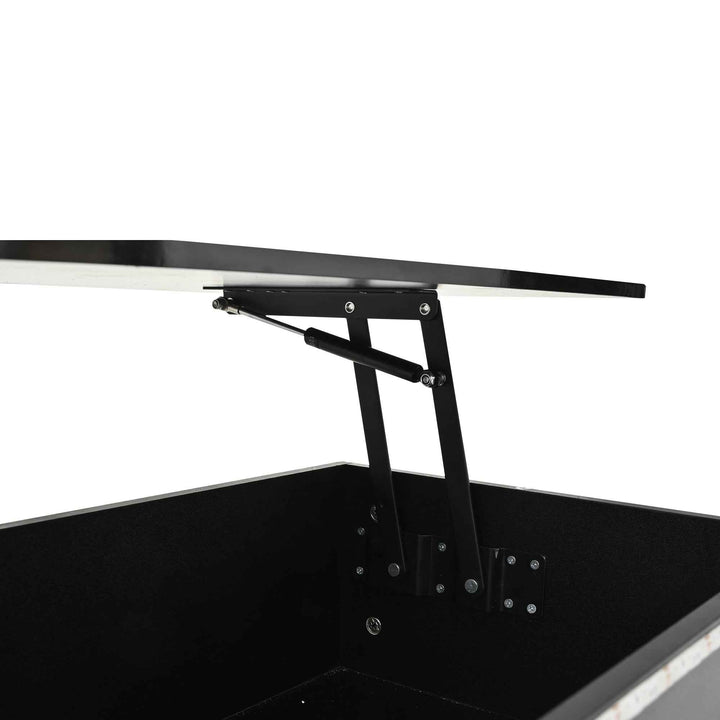 Lift top black high gloss coffee table with 4 drawers and LED lighting INFINITECASCADEE