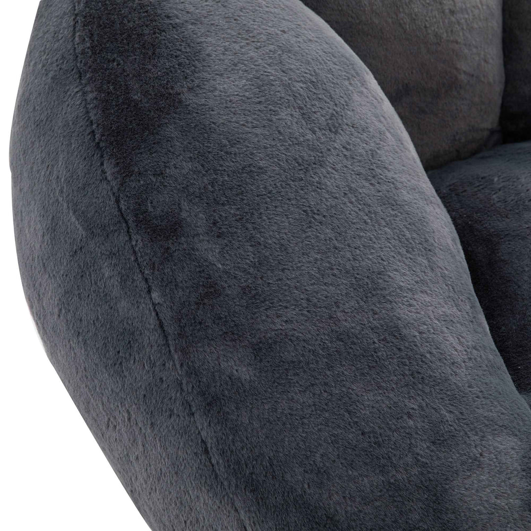 Lazy chair shell shaped sofa black faux fur, memory foam bean bag chair removable cover