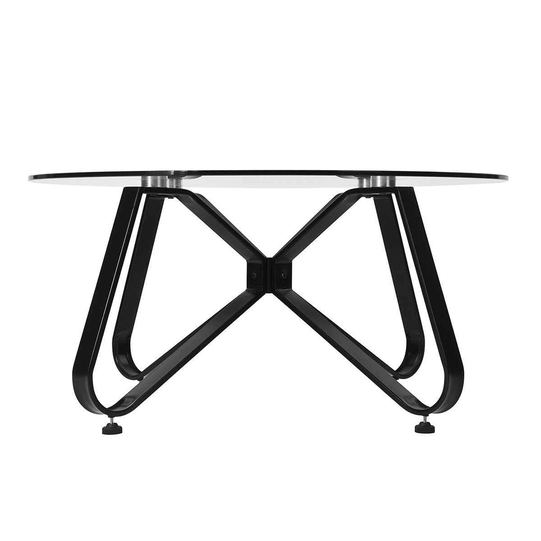 Modern Glass Coffee Table 80x80cm Clear Tempered Glass Top Living Room Minimalist Style KONYA GLASS 80CM A
