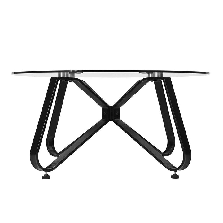 Modern Glass Coffee Table 80x80cm Clear Tempered Glass Top Living Room Minimalist Style KONYA GLASS 80CM A
