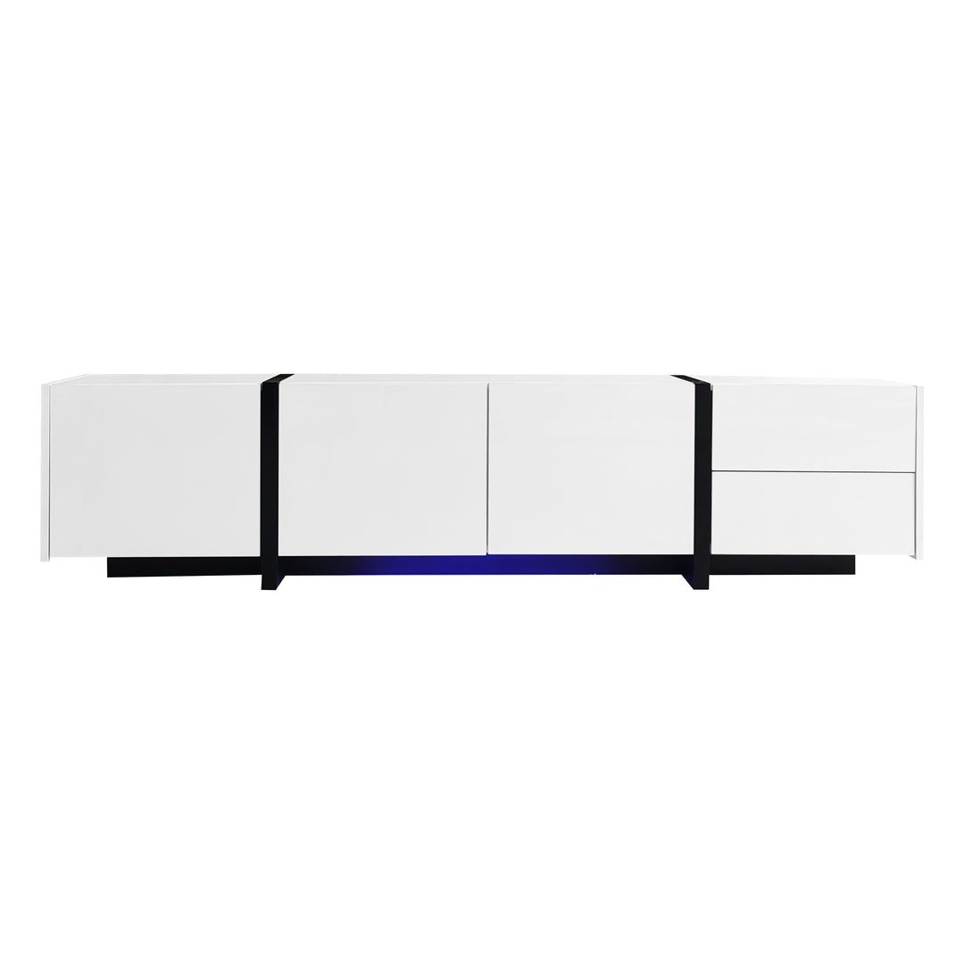 High gloss black &amp; white TV cabinet with LED and versatile storage BLADE
