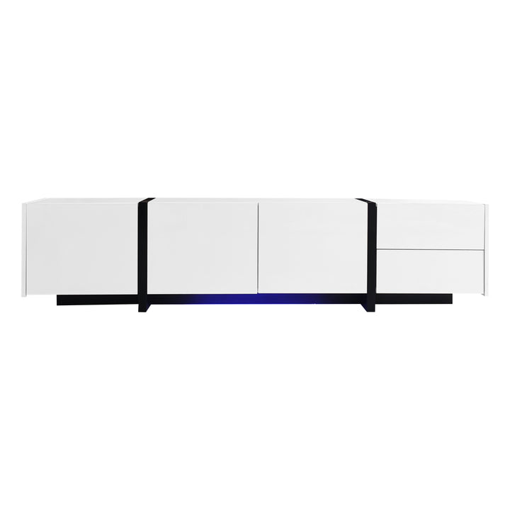 High gloss black &amp; white TV cabinet with LED and versatile storage BLADE