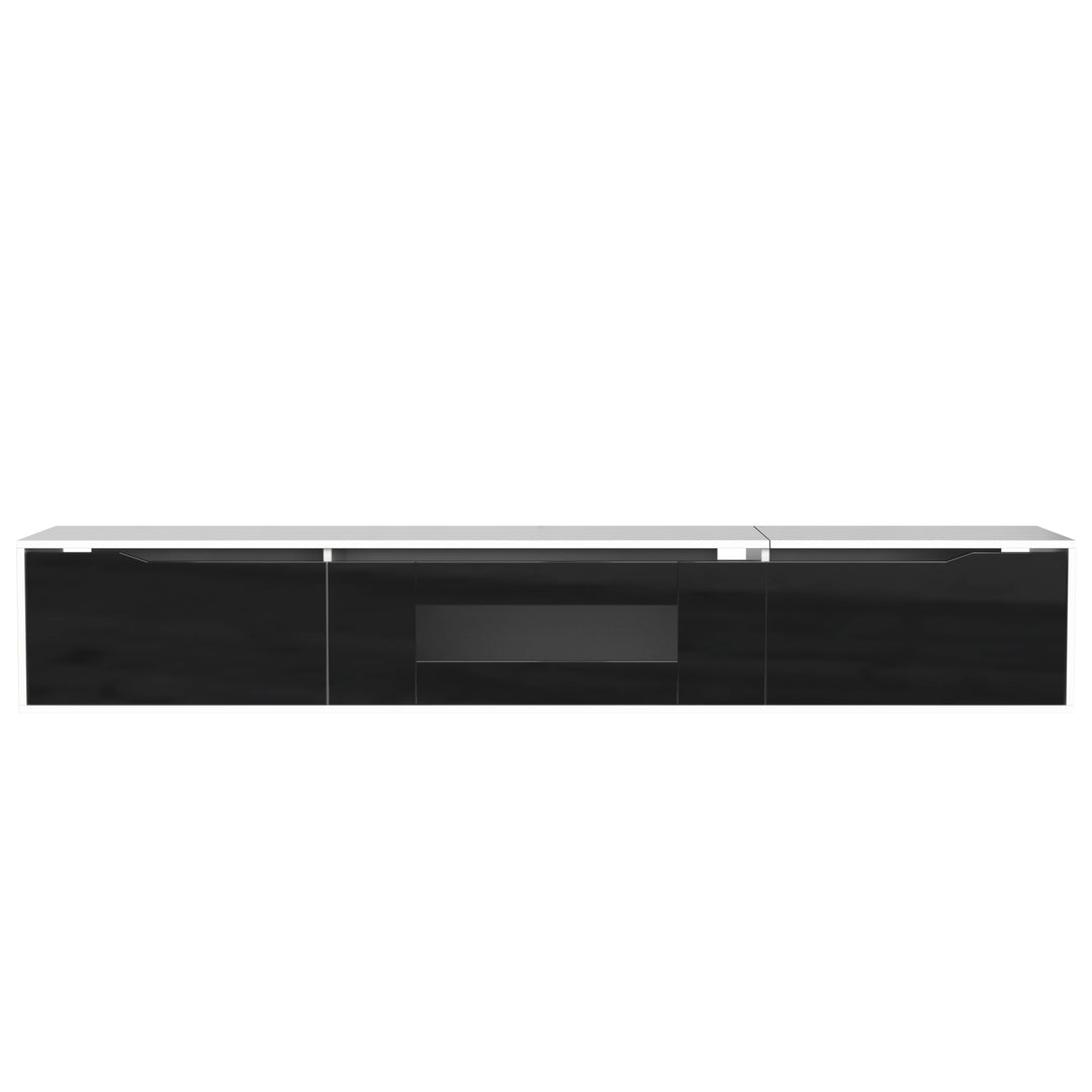 Black high-gloss suspended TV cabinet with LED lights YOLMEARS UK