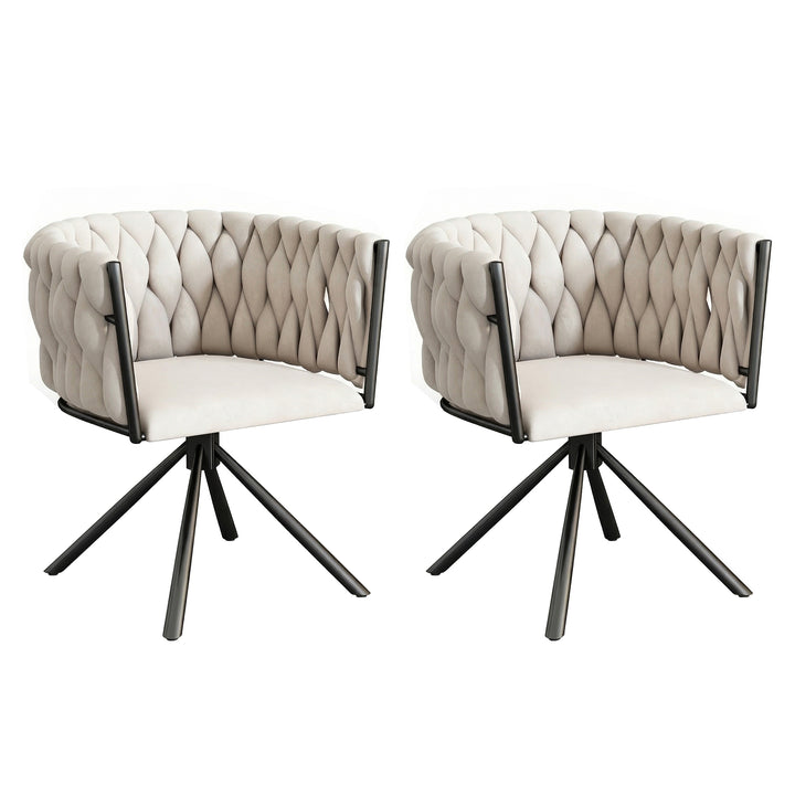 Set of 2 beige velvet swivel dining chair with armrest XUCRIL UK
