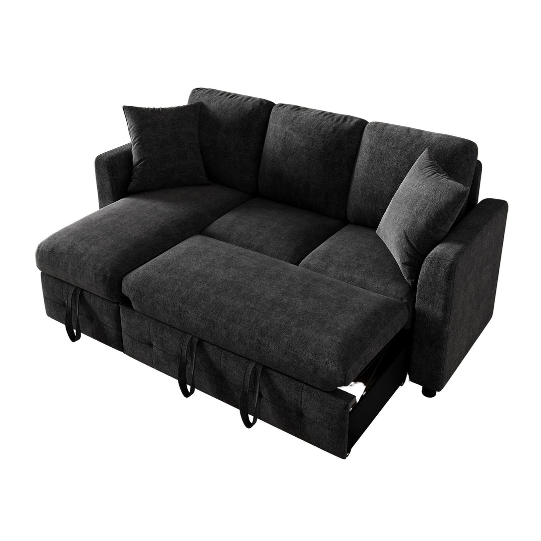 L-Shaped Corner 3-Seater Sofa Bed Grey Chenille with Storage Chaise and USB Charging 200cm ARROWCHEST
