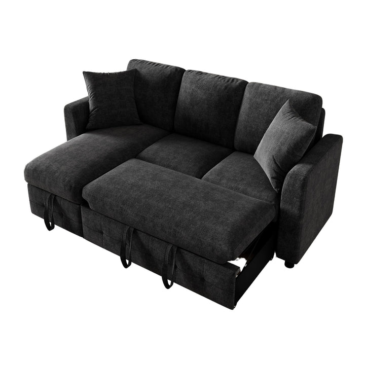 L-Shaped Corner 3-Seater Sofa Bed Grey Chenille with Storage Chaise and USB Charging 200cm ARROWCHEST