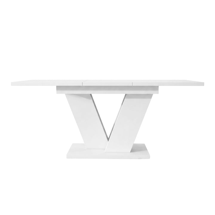 White Extendable Dining Table with V-Shaped Metal Legs 120–160x80cm WOODPLUS