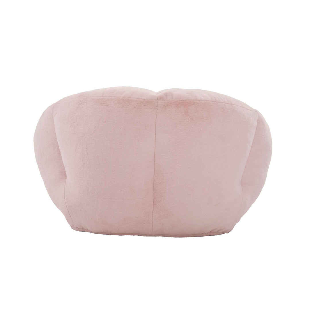 Lazy chair shell shaped sofa pink faux fur, memory foam bean bag chair removable cover
