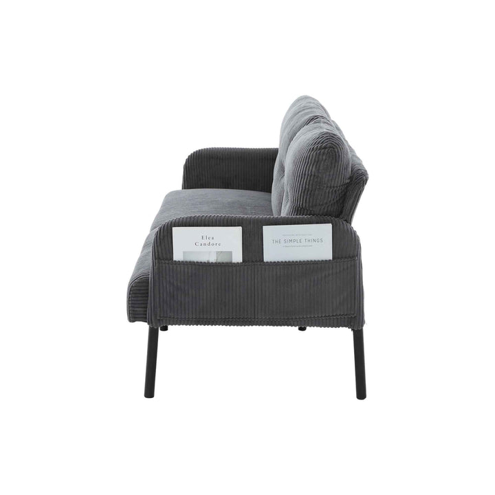 00+Oversized Loveseat Sofa, Corduroy Upholstered Double-Seater, Charcoal Grey for Living Room NOVALA
