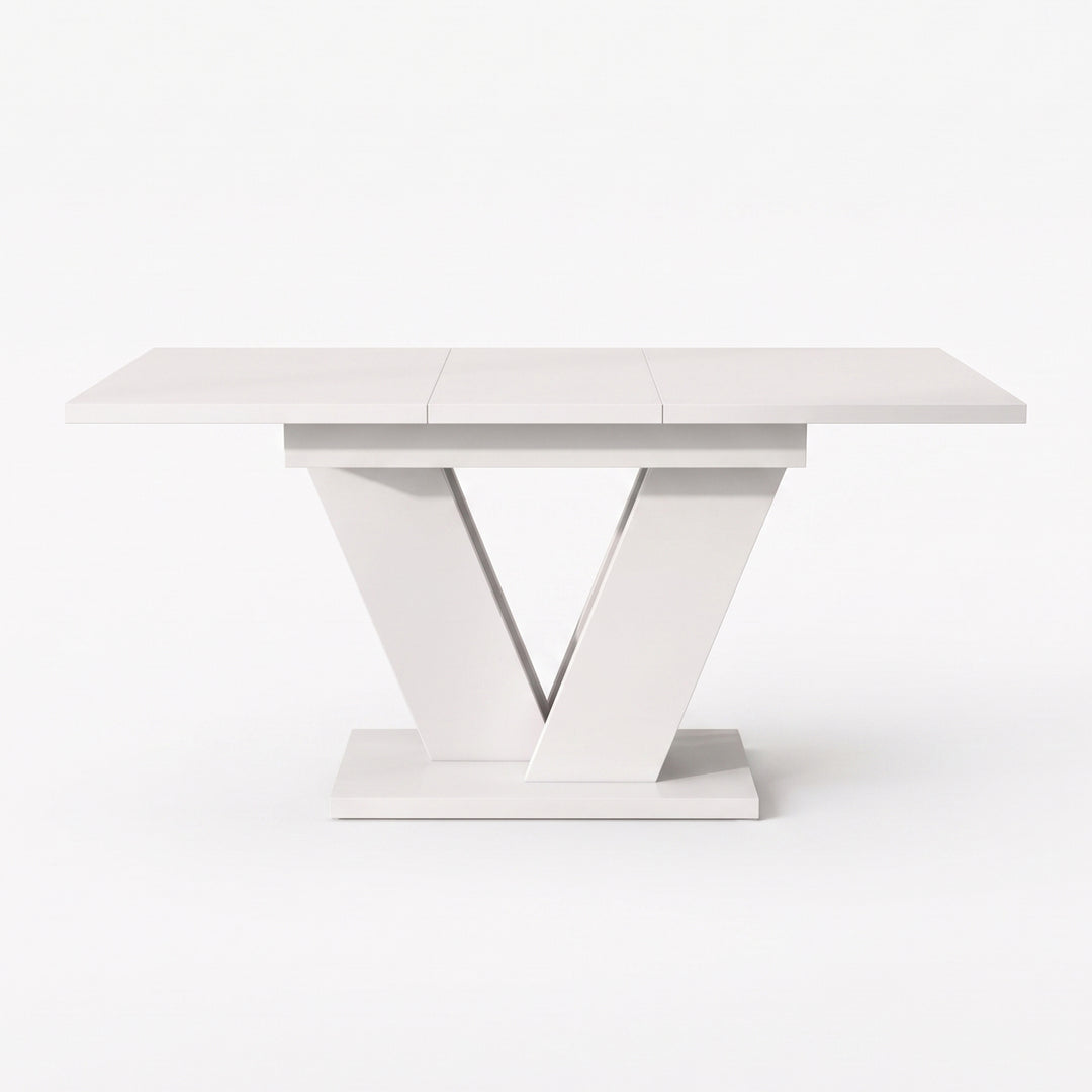 White Extendable Dining Table with V-Shaped Metal Legs 120–160x80cm WOODPLUS