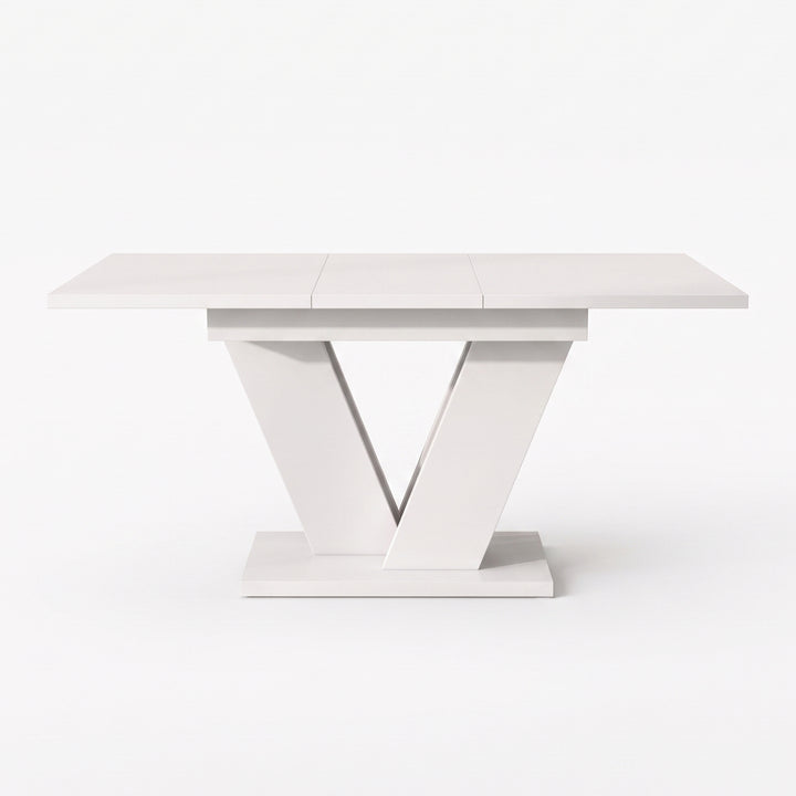 White Extendable Dining Table with V-Shaped Metal Legs 120–160x80cm WOODPLUS