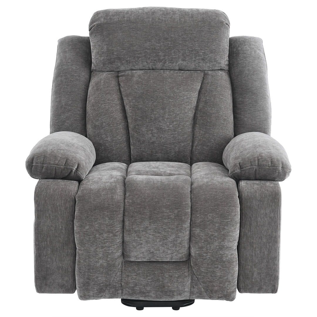 Electric lift up fabric grey large recliner with massage and heat MAGNETICFLUX