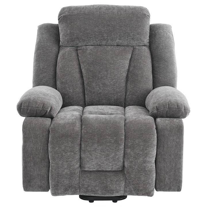 Electric lift up fabric grey large recliner with massage and heat MAGNETICFLUX