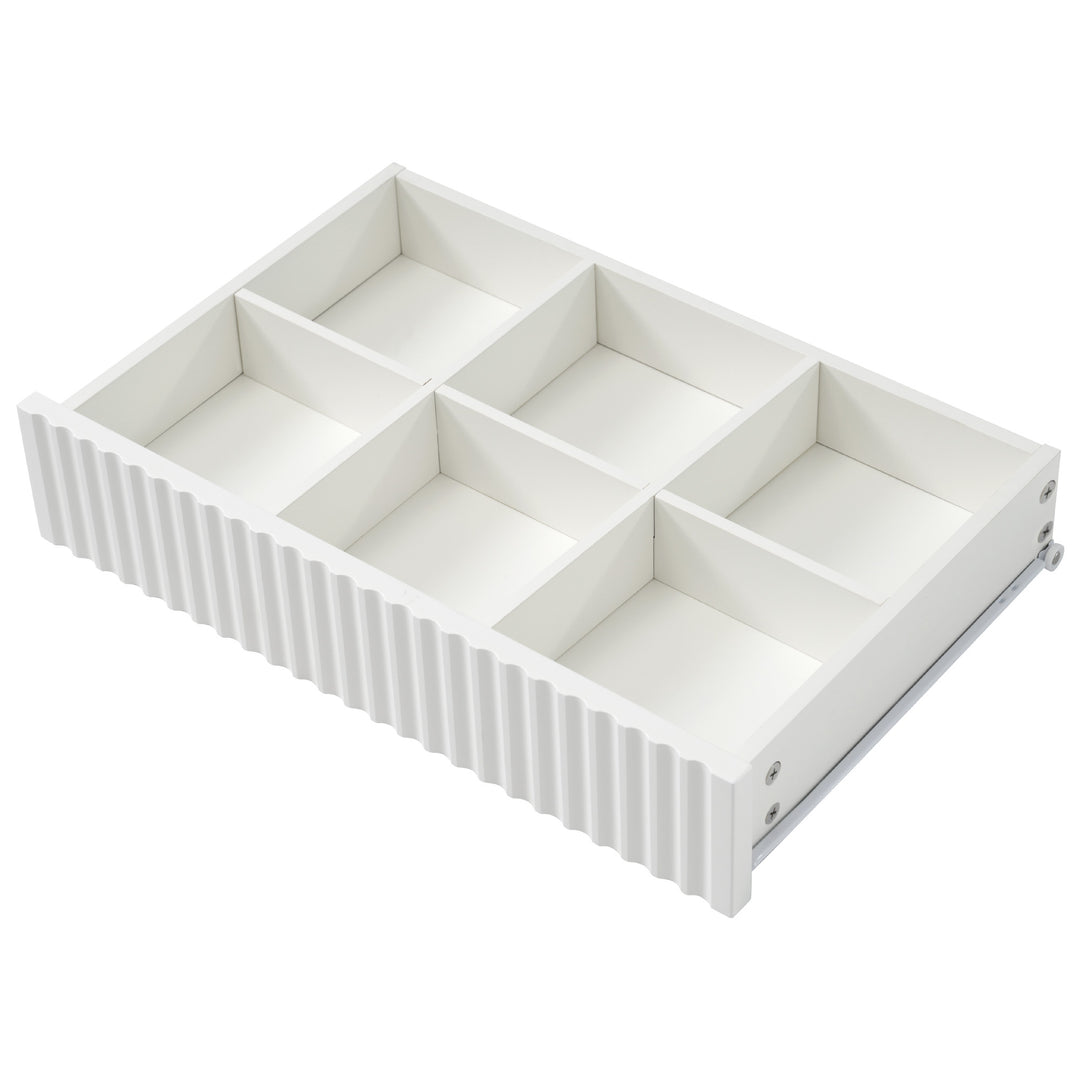 White sideboard dresser with 6 drawers and colored glass golden handles VIGZUN UK