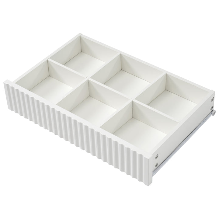 White sideboard dresser with 6 drawers and colored glass golden handles VIGZUN UK