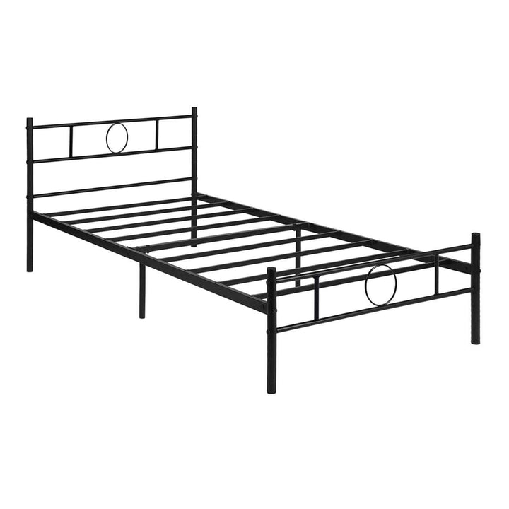 Single Metal Bed Frame Black 90x190cm Space-Saving Sturdy Steel Bed for Bedroom CIRCLE SI BK C