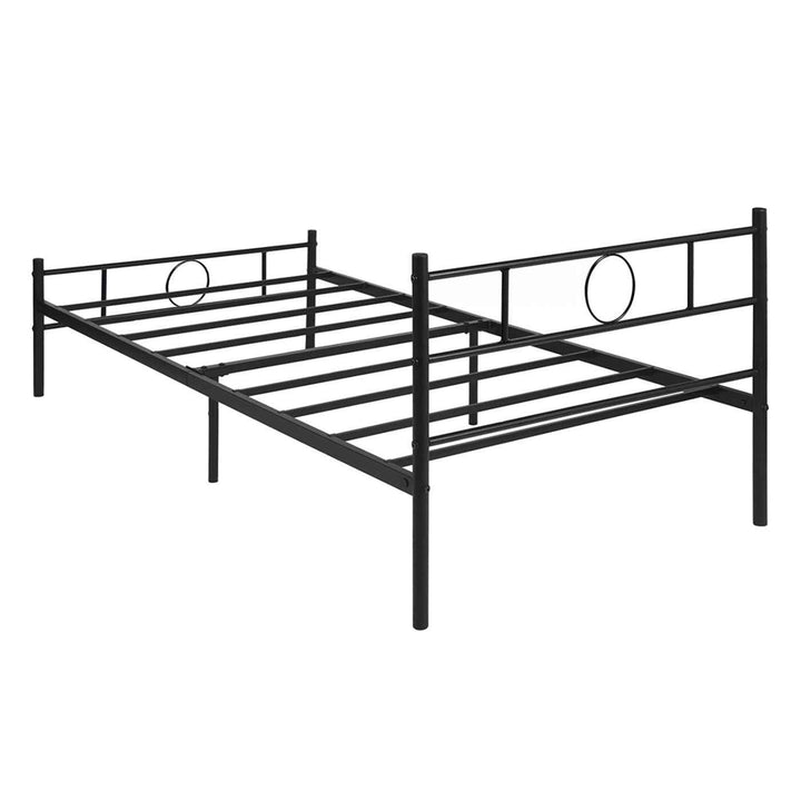 Single Metal Bed Frame Black 90x190cm Space-Saving Sturdy Steel Bed for Bedroom CIRCLE SI BK C