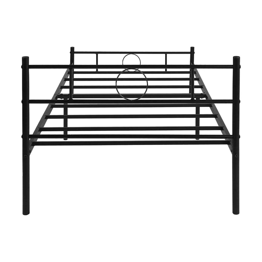 Single Metal Bed Frame Black 90x190cm Space-Saving Sturdy Steel Bed for Bedroom CIRCLE SI BK C