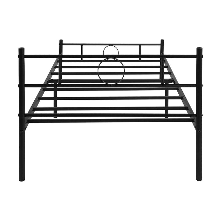 Single Metal Bed Frame Black 90x190cm Space-Saving Sturdy Steel Bed for Bedroom CIRCLE SI BK C