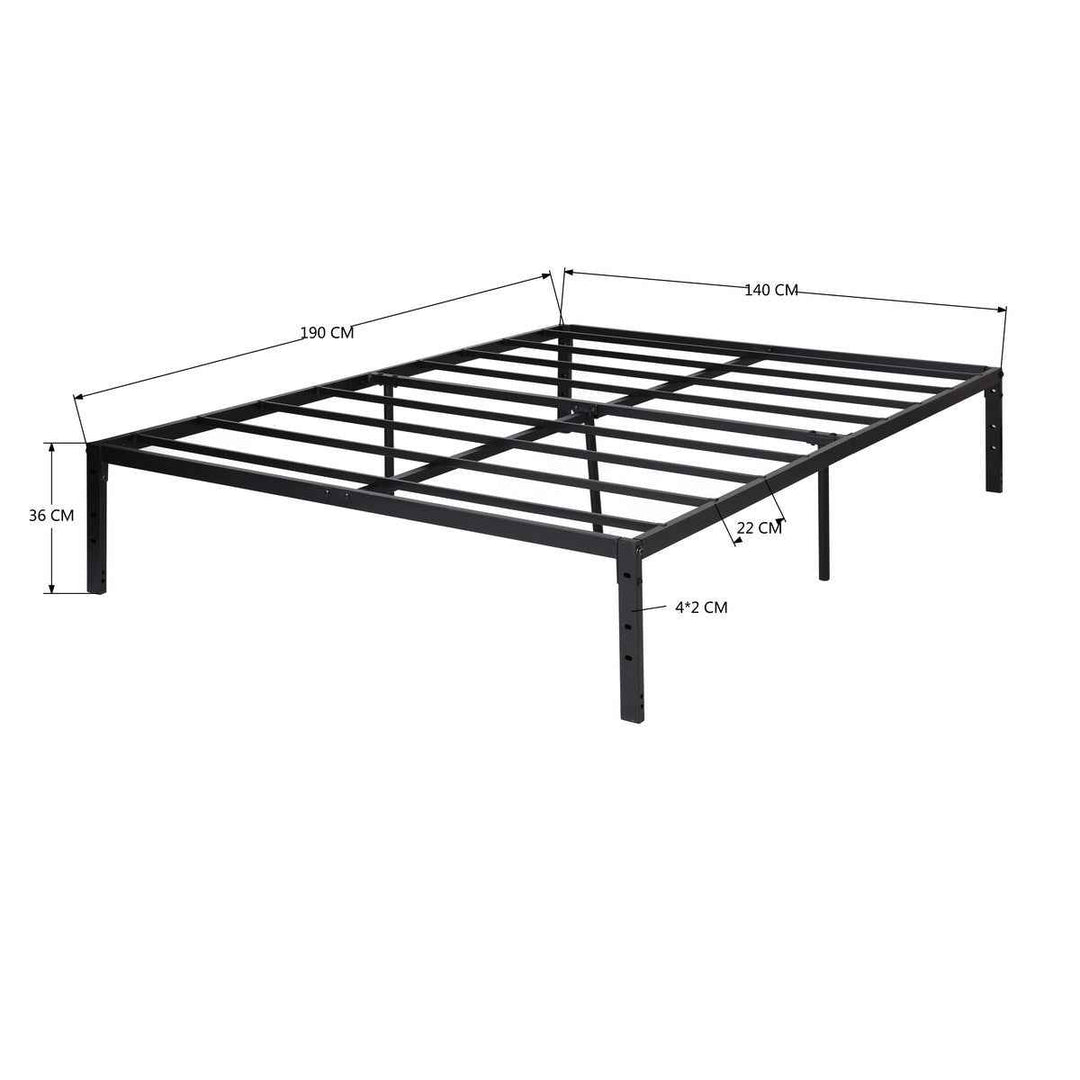 Full Size Metal Bed Frame Black 190x140cm – Foldable Platform Base, Space Saving KIELA FULL