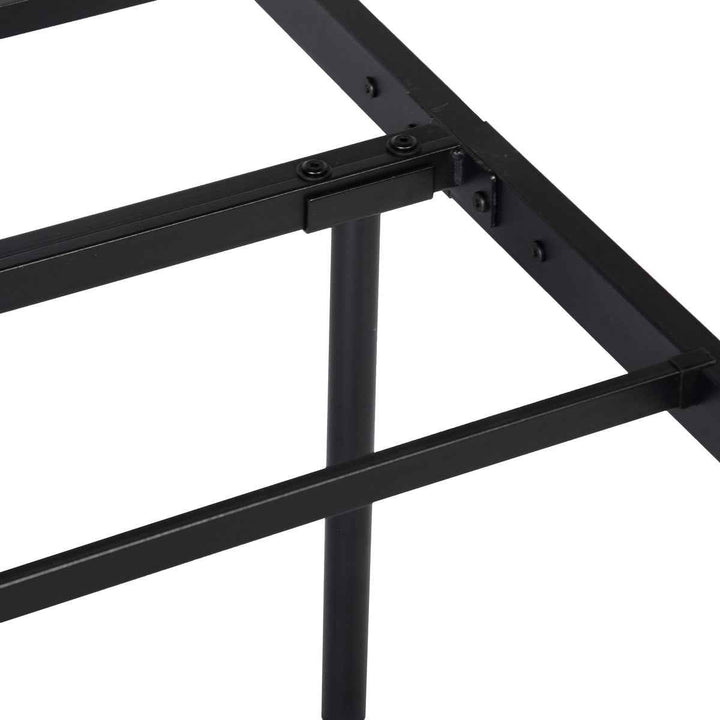 Full Size Metal Bed Frame Black 190x140cm – Foldable Platform Base, Space Saving KIELA FULL