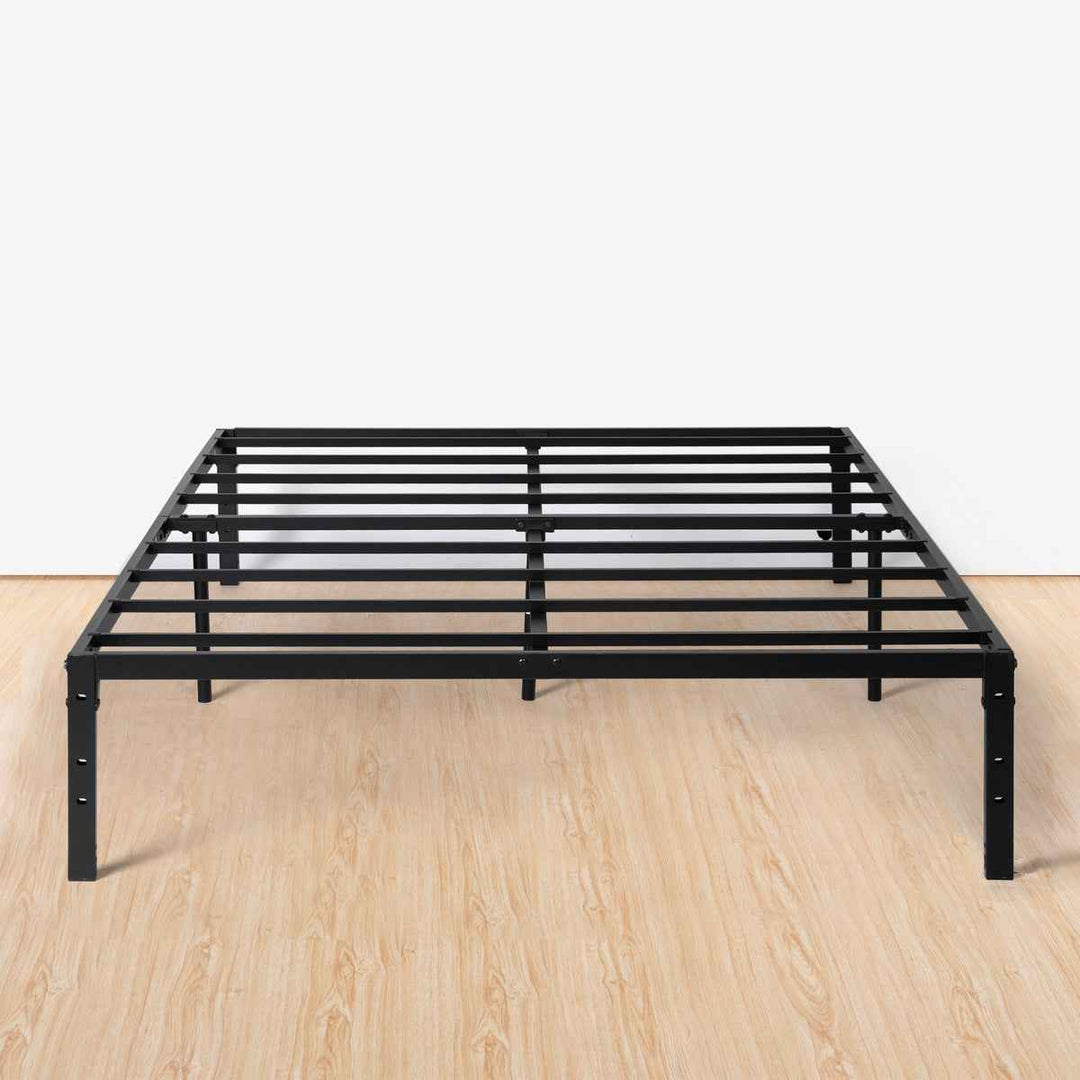 Full Size Metal Bed Frame Black 190x140cm – Foldable Platform Base, Space Saving KIELA FULL