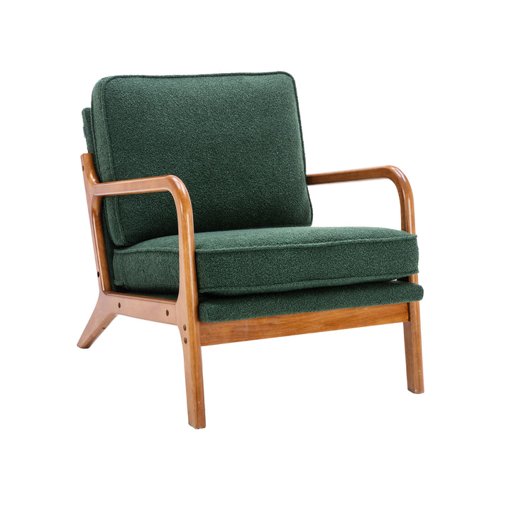 Vintage accent armchair with solid wood frame fabric green STRAQNILS GREEN UK