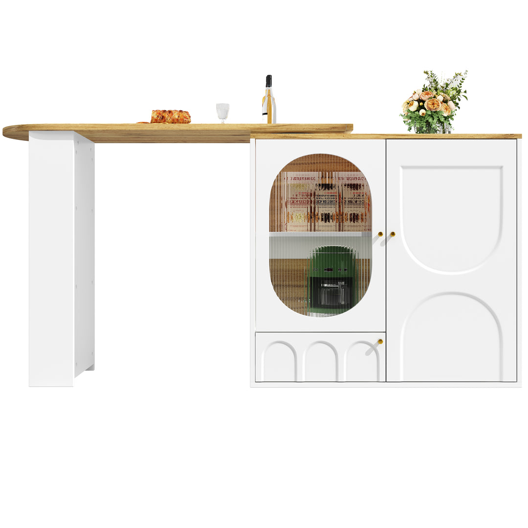 360° rotating bar table with storage space, kitchen island, two doors with shelves (body 138 x 39 x 105 cm) PYRAMID