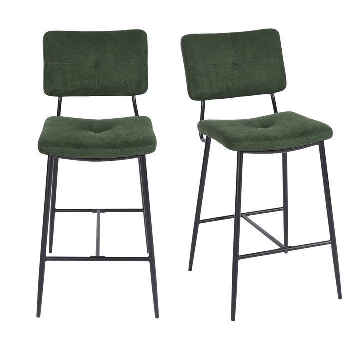 Set of 2 modern green velvet bar stools with footrest INDEPENDENCE BAR BOUTON DC