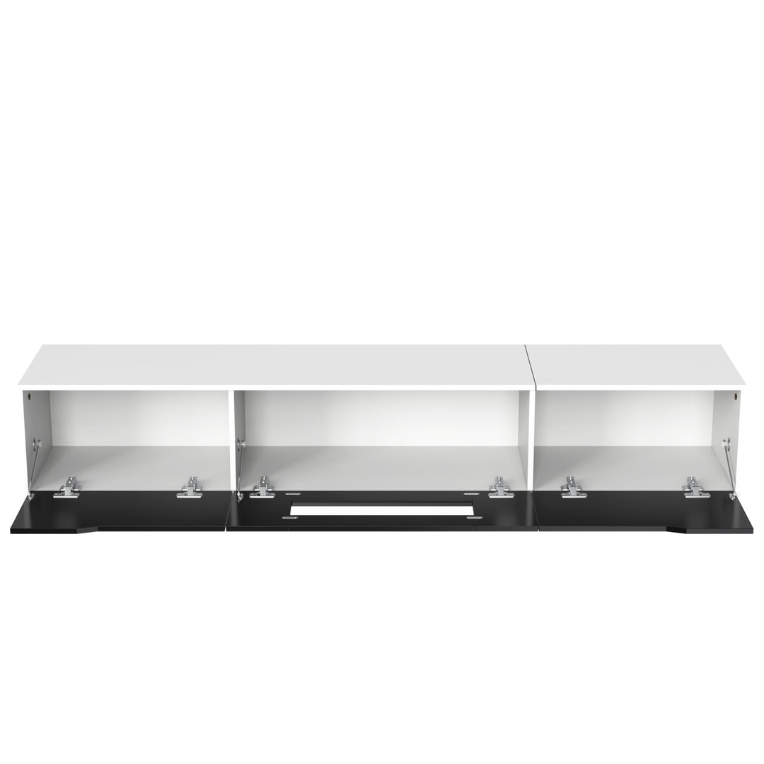 Black high-gloss suspended TV cabinet with LED lights YOLMEARS UK