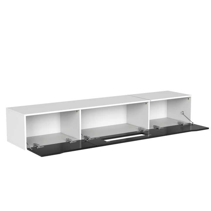 Black high-gloss suspended TV cabinet with LED lights YOLMEARS UK